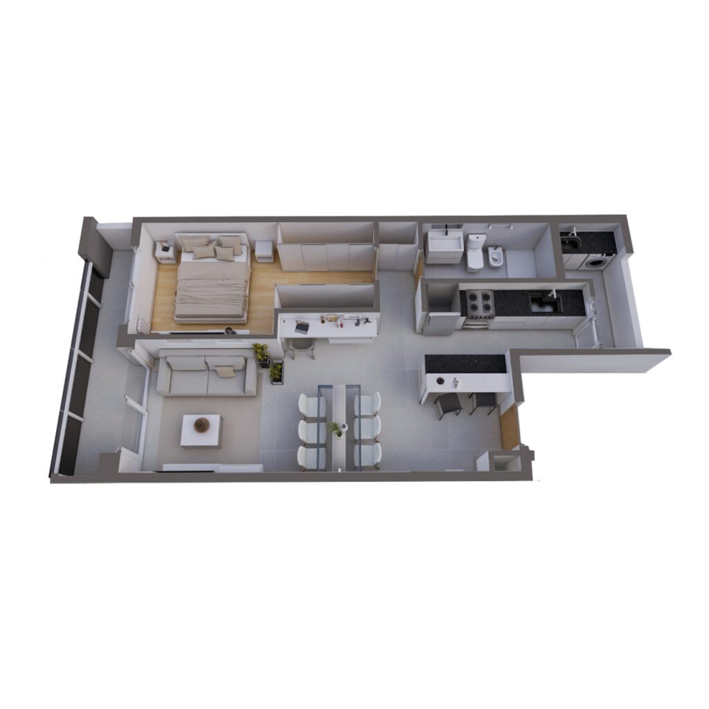 Plano 1 dormitorio · 62 e/ 12 y 13