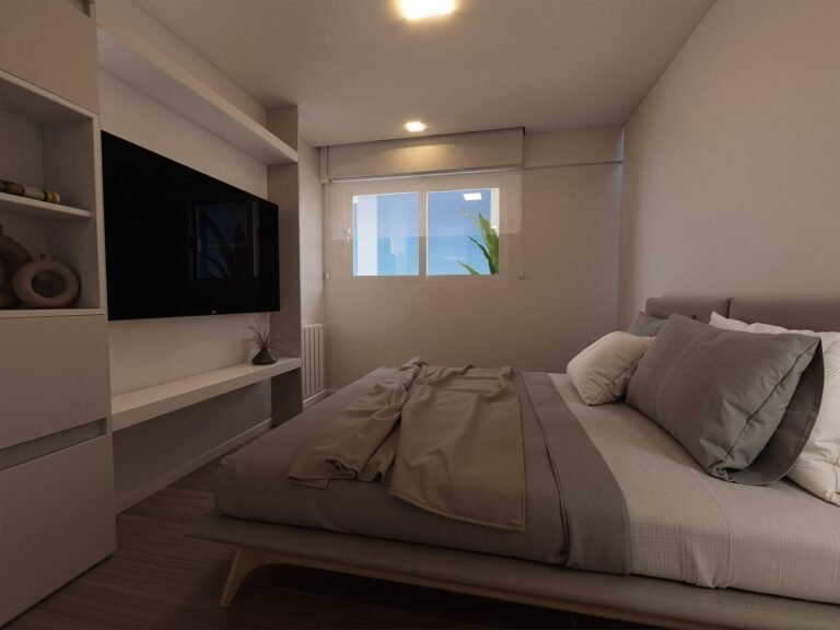 Render del dormitorio, departamento de 59 m² al frente, 59 e/ 9 y 10