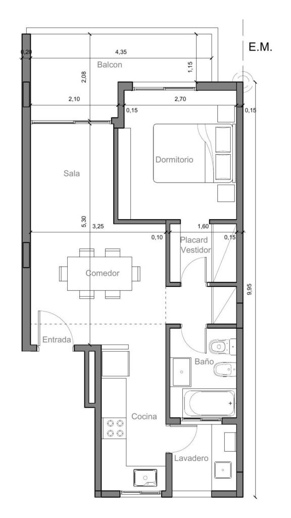 Plano Contrafrente 53 m² · 59 e/ 9 y 10