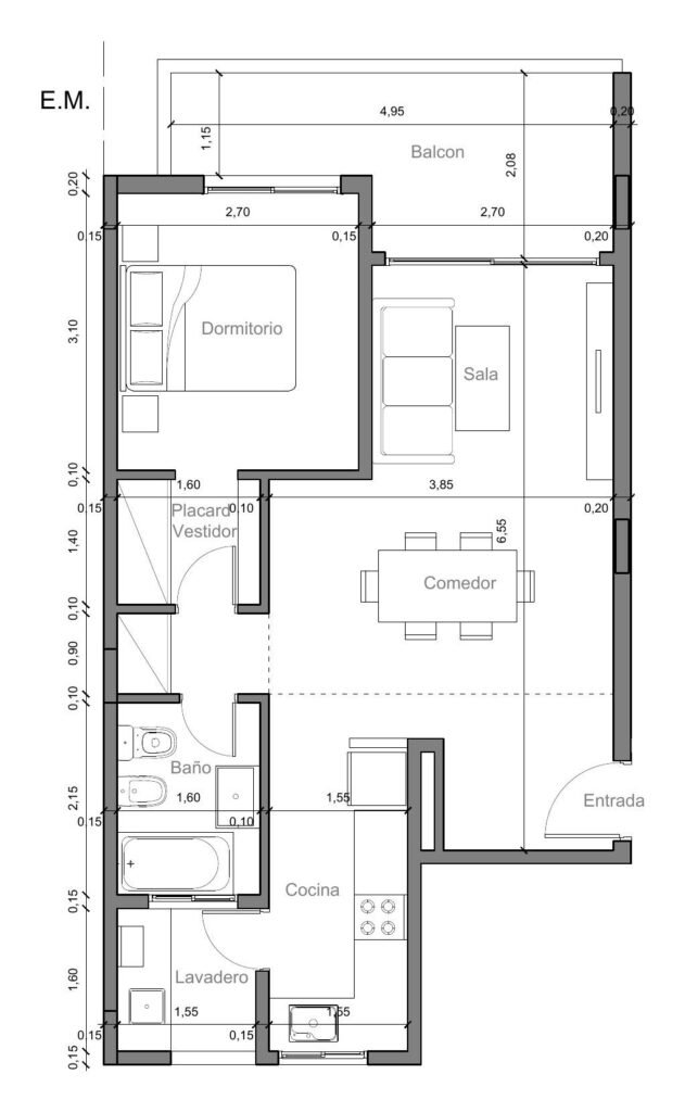 Plano Contrafrente 59 m² · 59 e/ 9 y 10